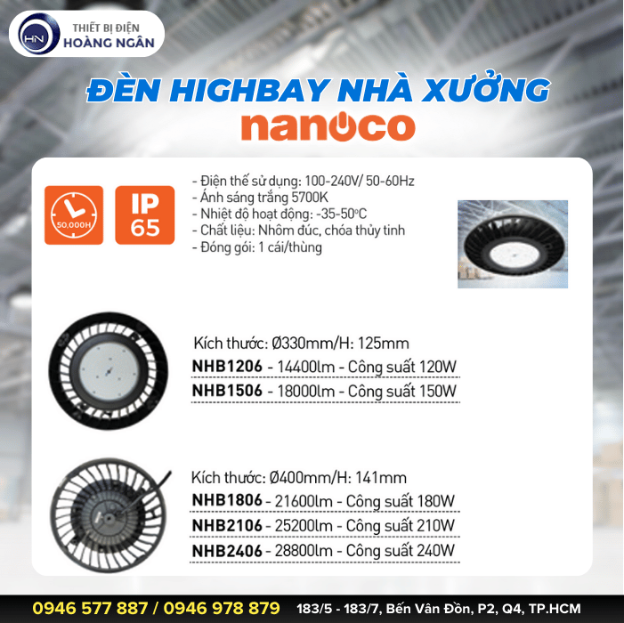 Đèn LED Nhà Xưởng HIGHBAY 120W NHB1206 Nanoco