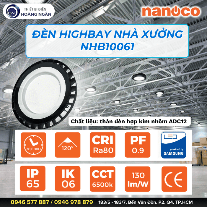 Đèn LED Nhà Xưởng HIGHBAY 100W NHB10061 Nanoco