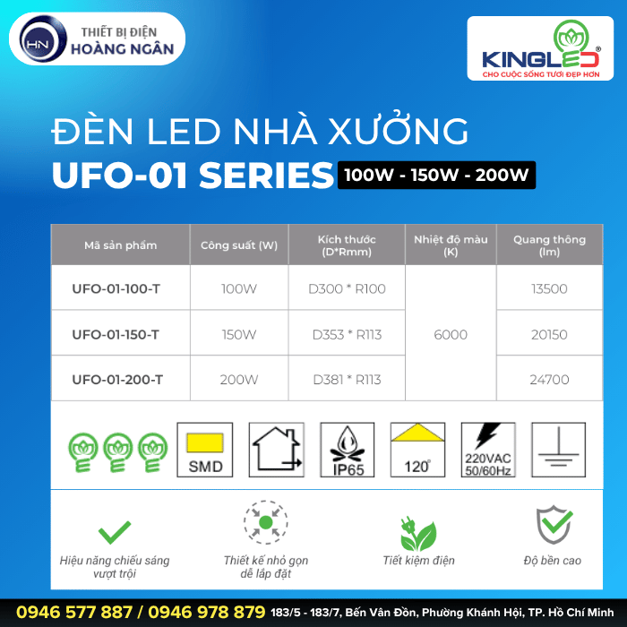 Đèn LED Nhà Xưởng KINGLED  UFO-01 Series
