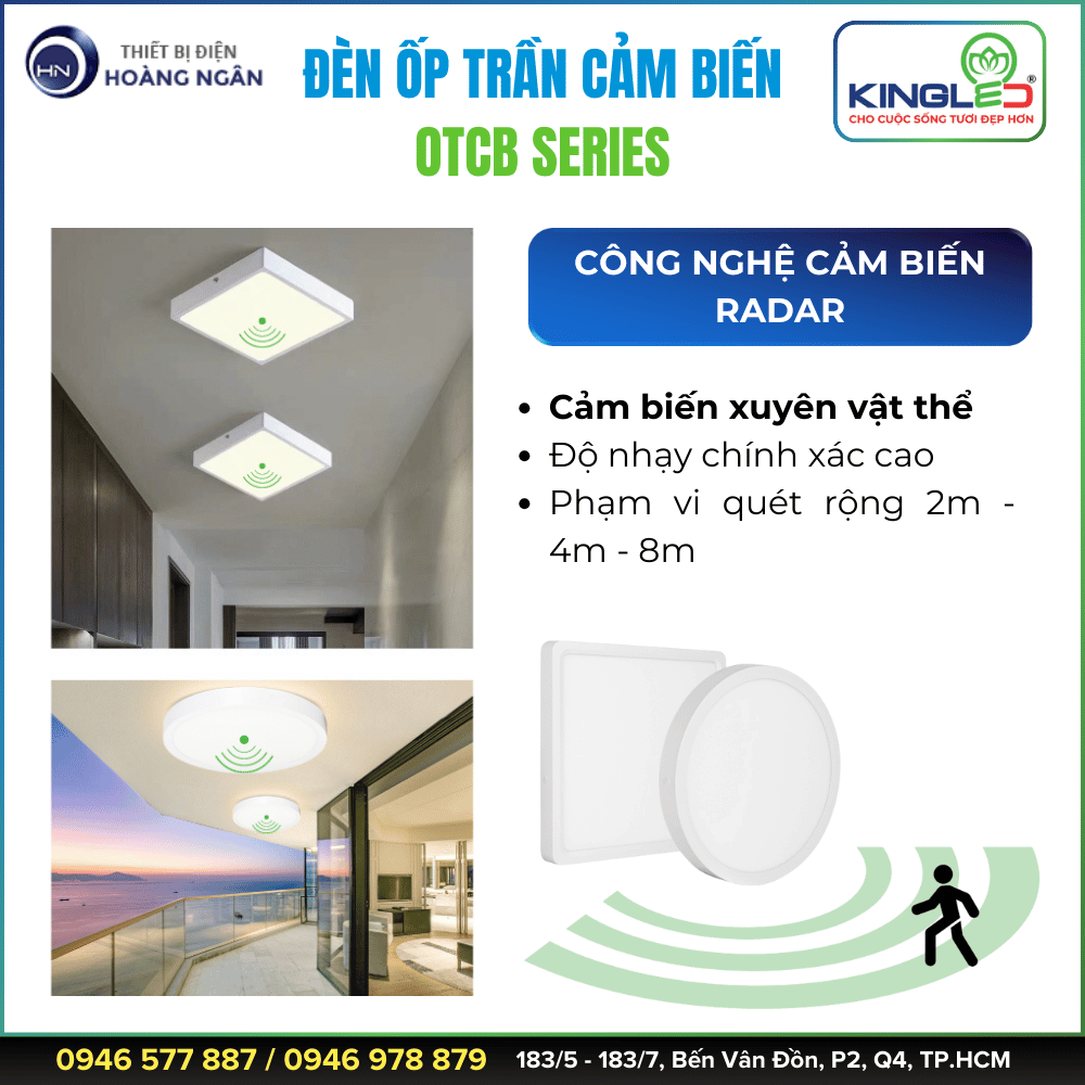 Đèn LED Ốp Trần Cảm Biến KingLED OTCB Series