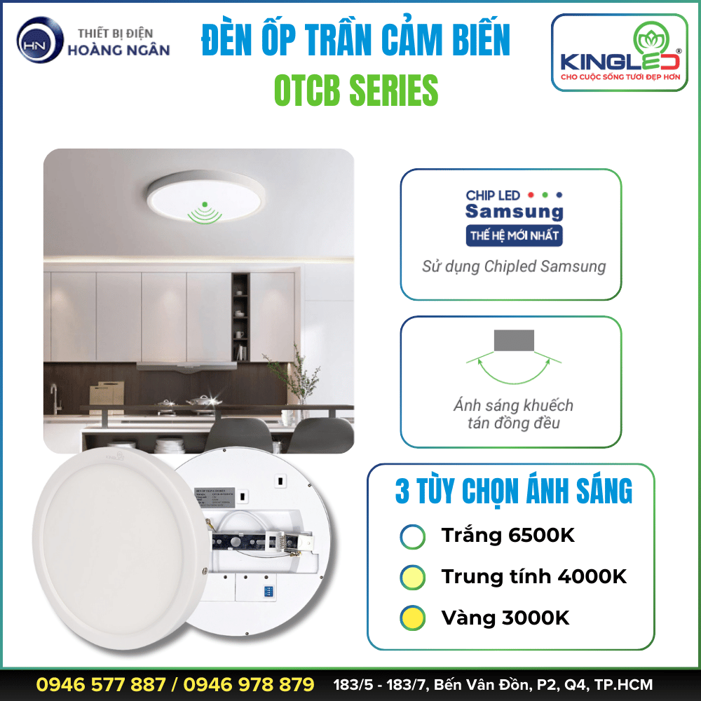 Đèn LED Ốp Trần Cảm Biến KingLED OTCB Series