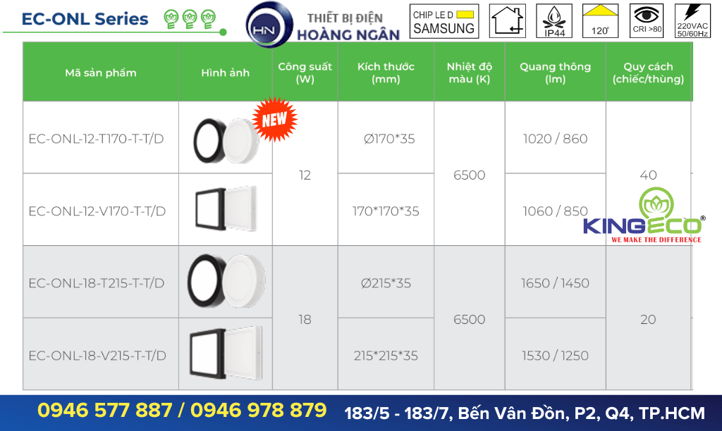 Đèn LED Ốp Trần EC-ONL KingEco