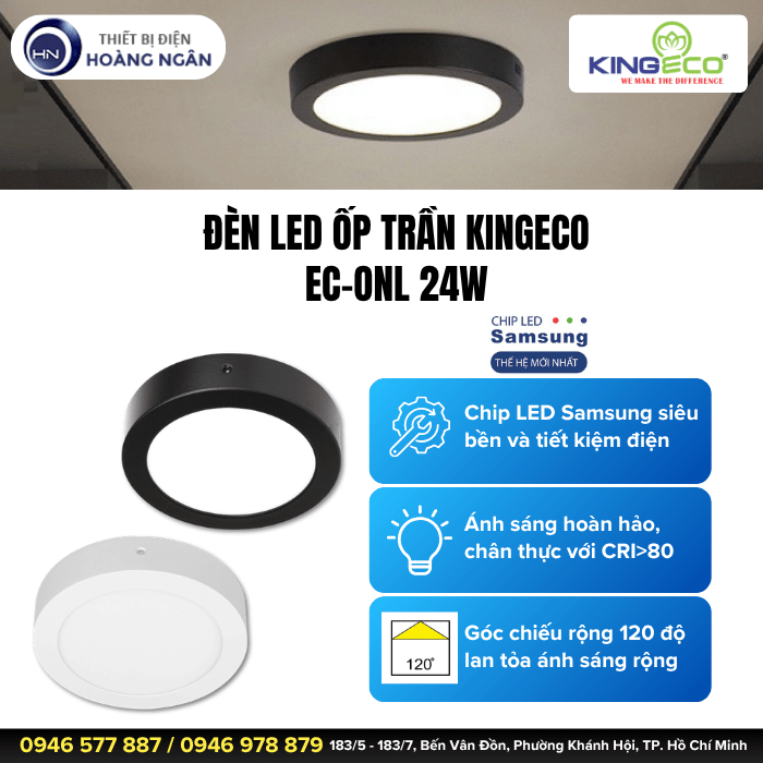 Đèn LED Ốp Trần KingEco EC-ONL Series 24W