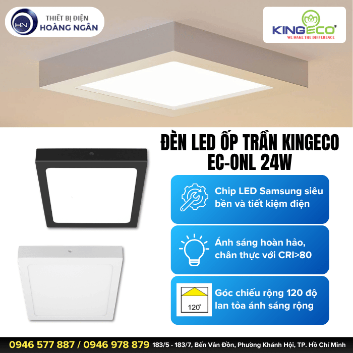 Đèn LED Ốp Trần KingEco EC-ONL Series 24W
