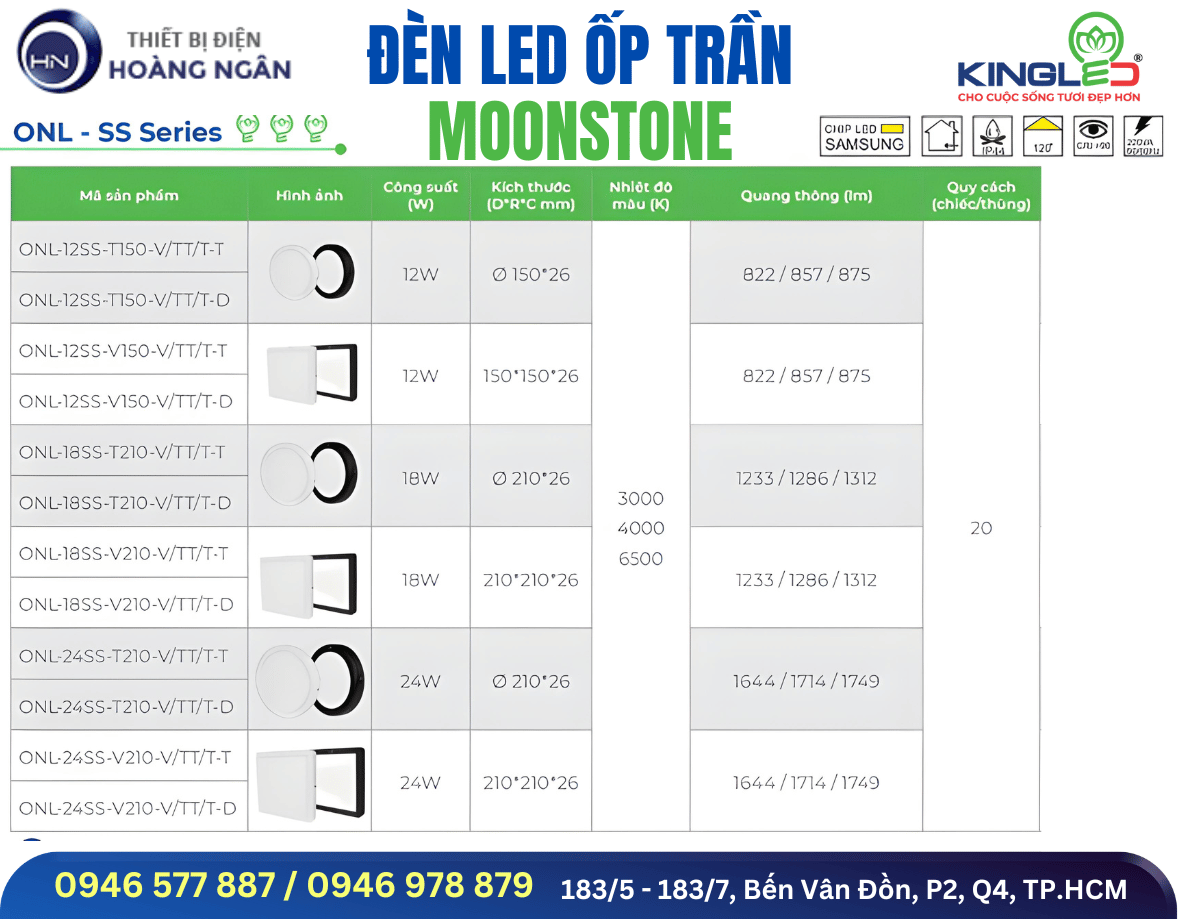 Đèn LED Ốp Trần Moonstone KingLed (ONL-SS Series) 