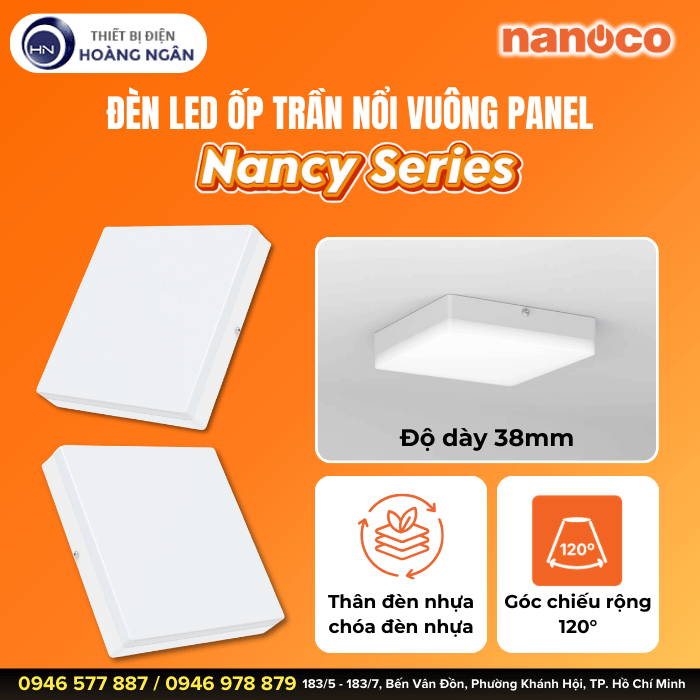 Đèn LED Ốp Trần Nổi Vuông Nanoco Nancy Series