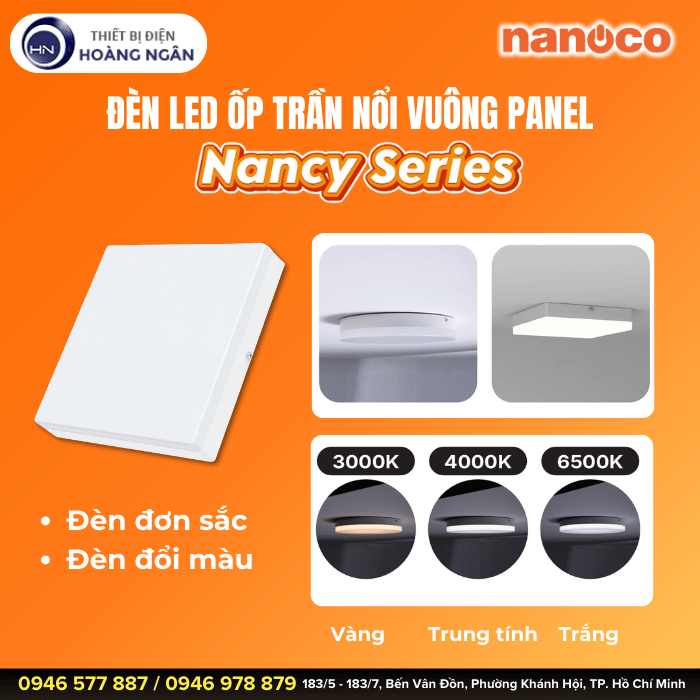 Đèn LED Ốp Trần Nổi Vuông Nanoco Nancy Series