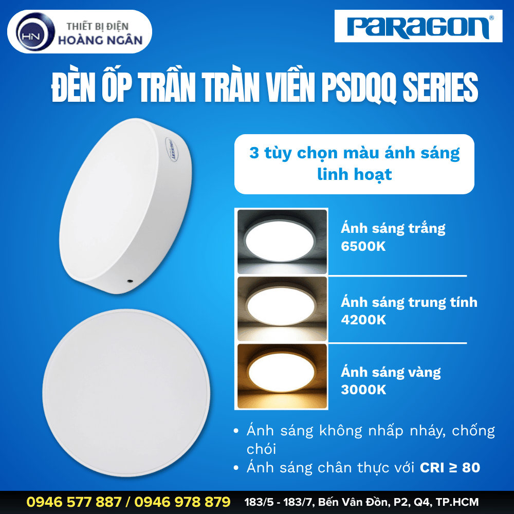 Đèn LED Ốp Trần Tràn Viền Paragon PSDQQ Series