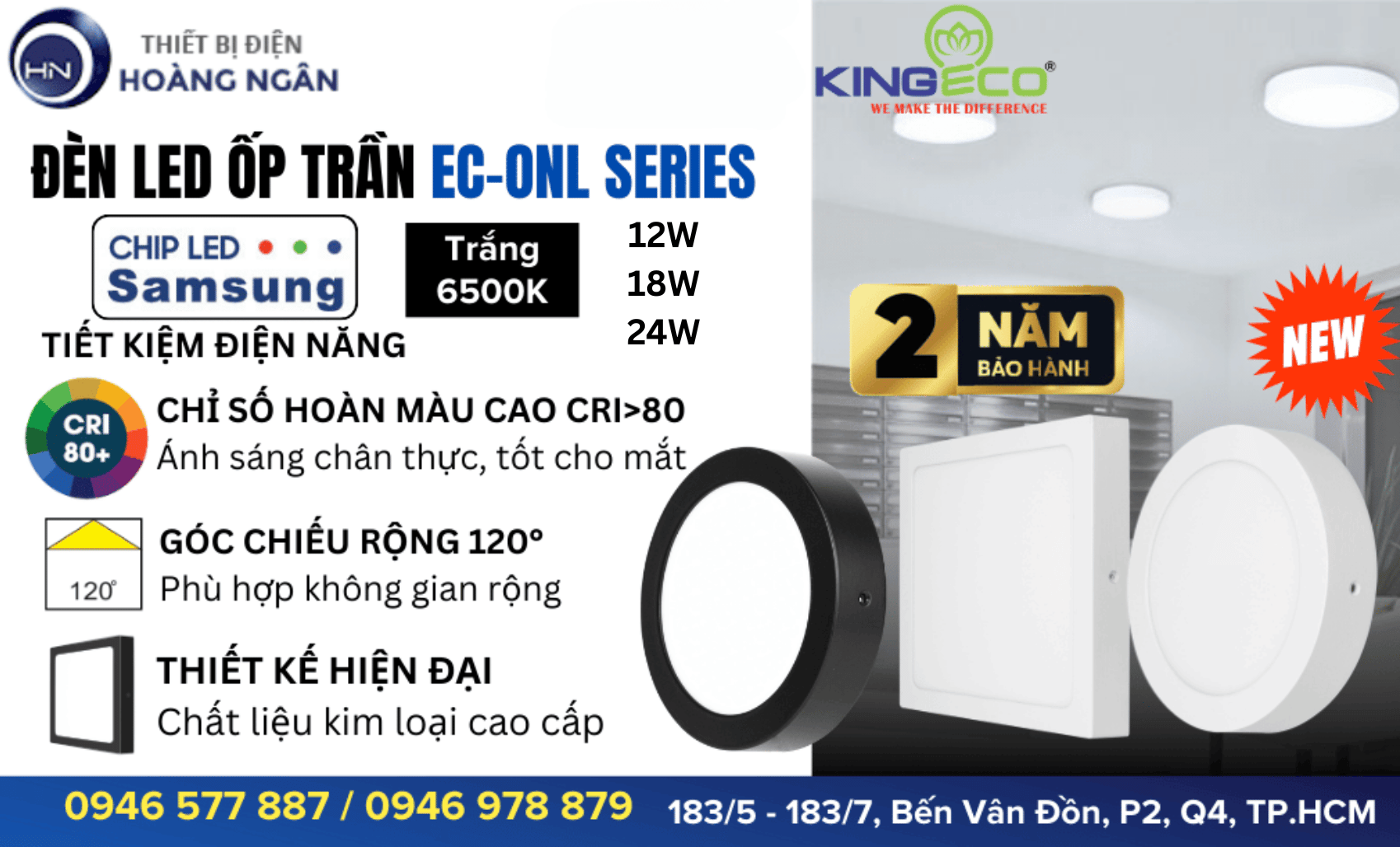 Đèn LED Ốp Trần Vuông KINGECO  EC-ONL Series