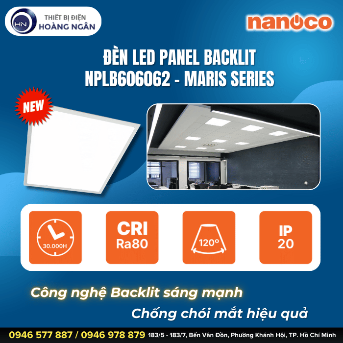 Đèn LED Panel 600x600 Backlit NPLB606062 Nanoco - Maris Series