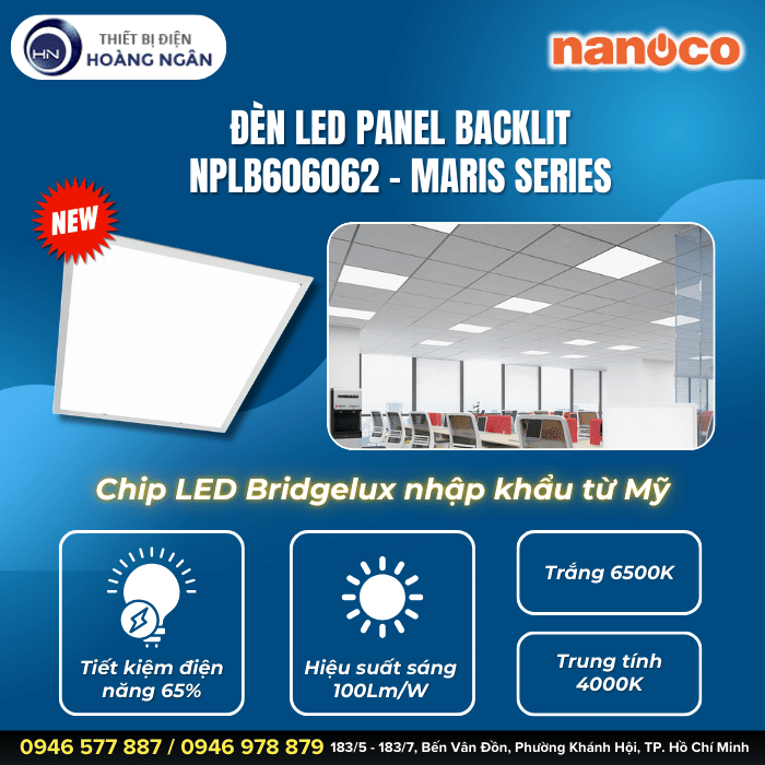 Đèn LED Panel 600x600 Backlit NPLB606062 Nanoco - Maris Series