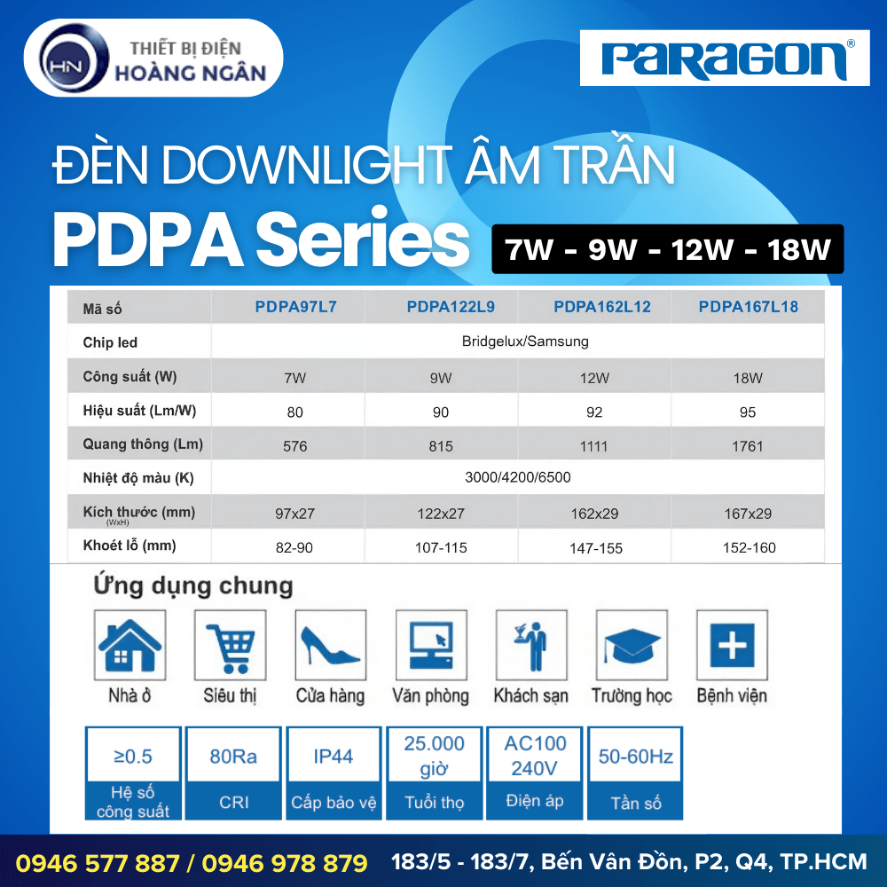 Đèn LED Panel Âm Trần Paragon PDPA Series