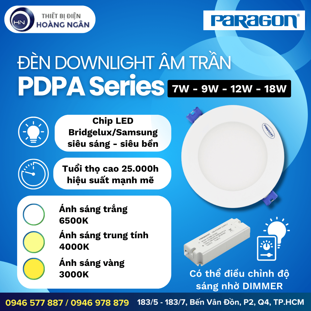 Đèn LED Panel Âm Trần Paragon PDPA Series - Dimmer