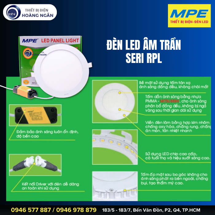 Đèn LED Panel âm trần siêu mỏng Seri RPL MPE