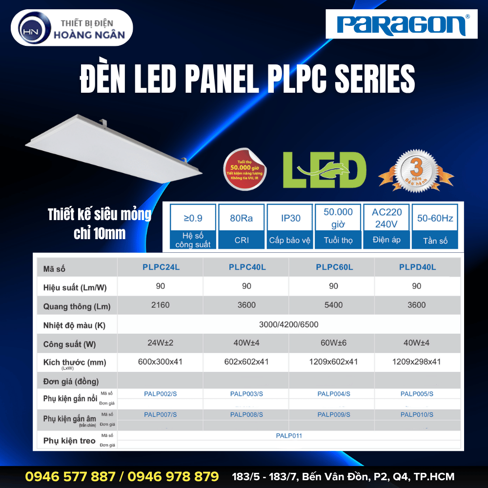 Đèn LED Panel Backlit Paragon PLPC Series