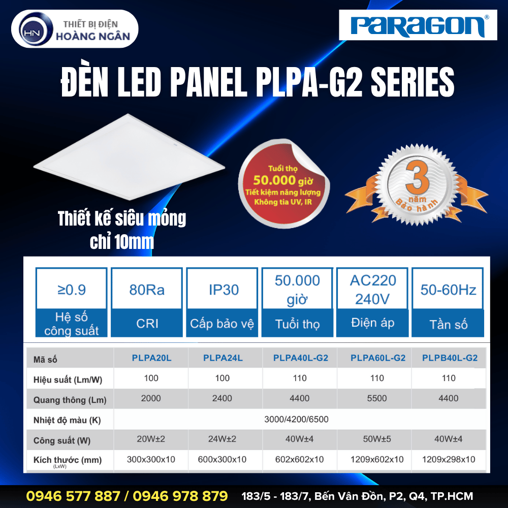Đèn LED Panel Cao Cấp Paragon PLPA-G2 Series