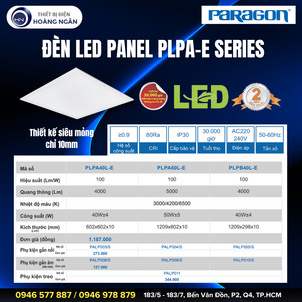 Đèn LED Panel ECO Paragon PLPA-E Series