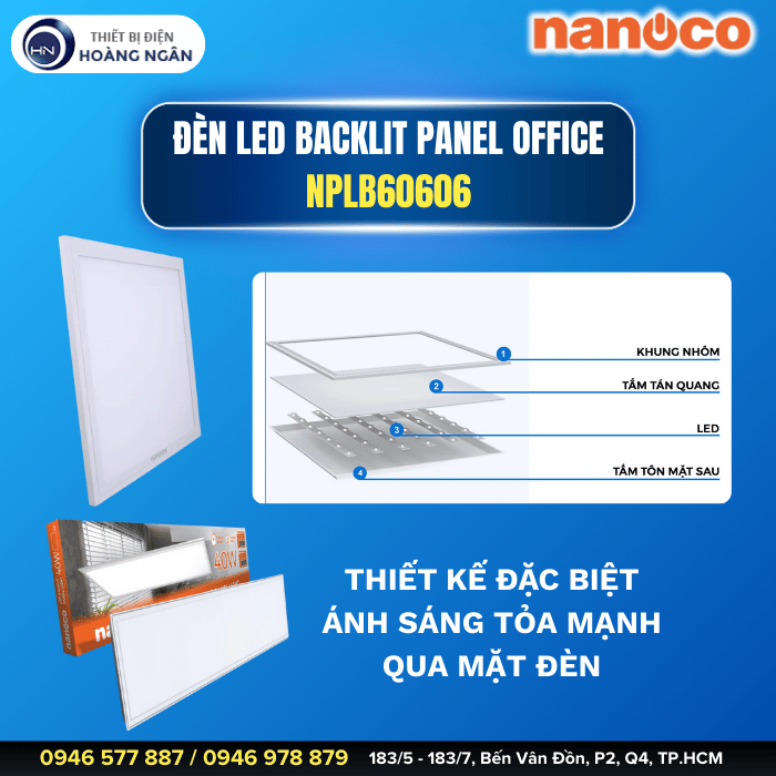 Đèn LED BACKLIT Panel Office NPLB60606 Nanoco