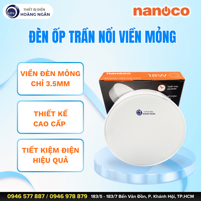 Đèn LED Panel Ốp Trần Nổi Viền Mỏng Nanoco