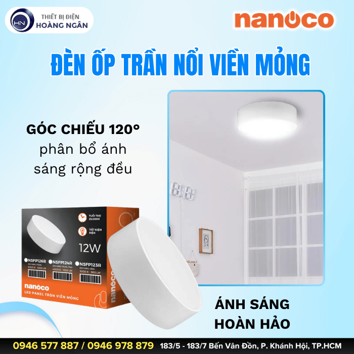 Đèn LED Panel Ốp Trần Nổi Viền Mỏng Nanoco
