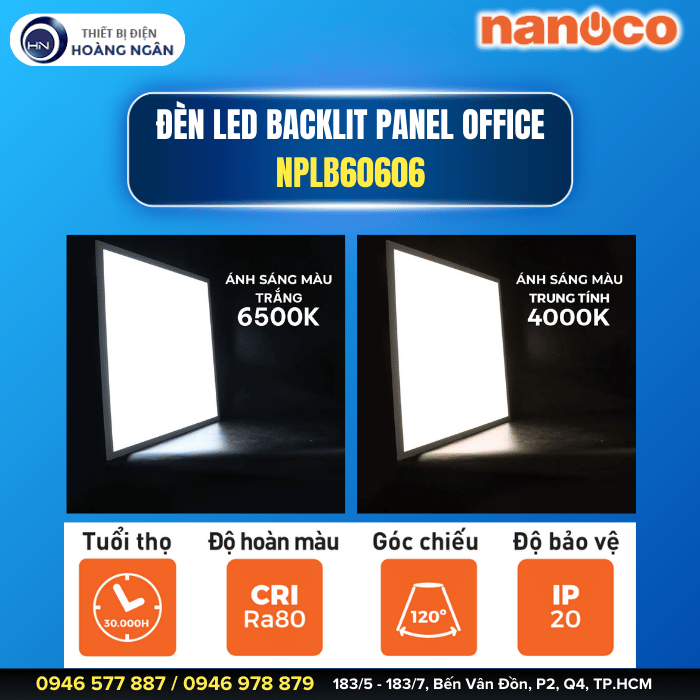 Đèn LED Panel Văn Phòng Dạng Tấm NPLB60606 Nanoco