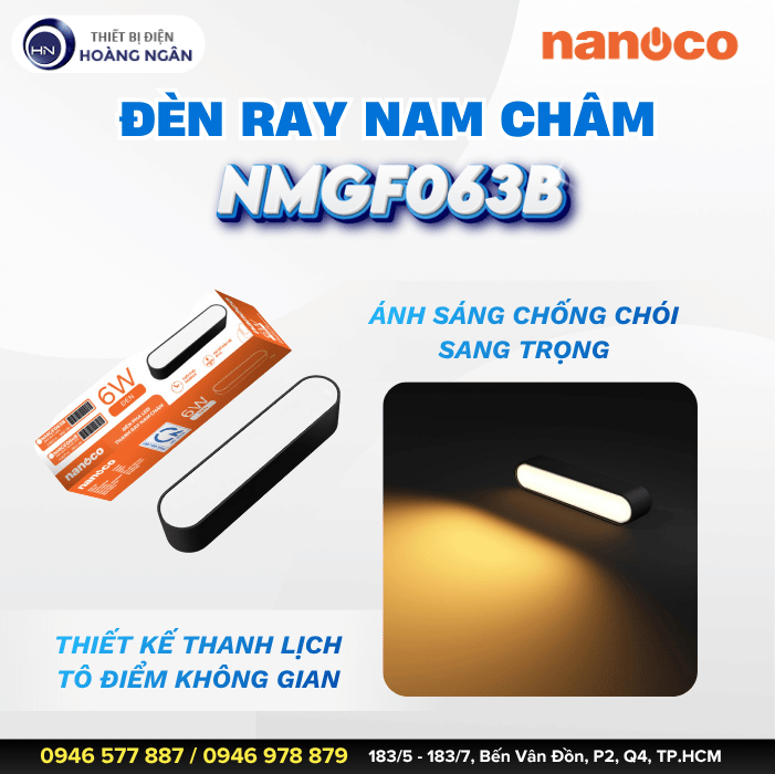 Đèn LED Pha Gắn Ray Nam Châm 6W NMGF063B Nanoco