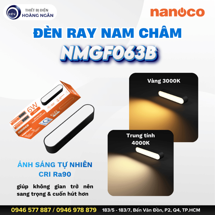 Đèn LED Pha Gắn Ray Nam Châm 6W NMGF063B Nanoco