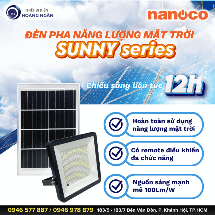 Đèn LED Pha Năng Lượng Mặt Trời Sunny Series NLFSS2006 Nanoco  Mới 2024