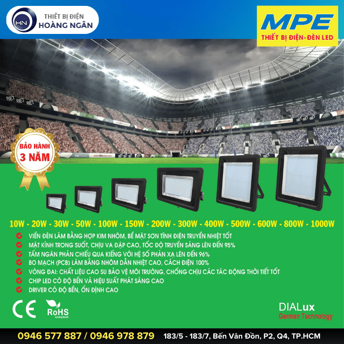 Đèn LED pha ngoài trời MPE  Seri FLD3 - IP65