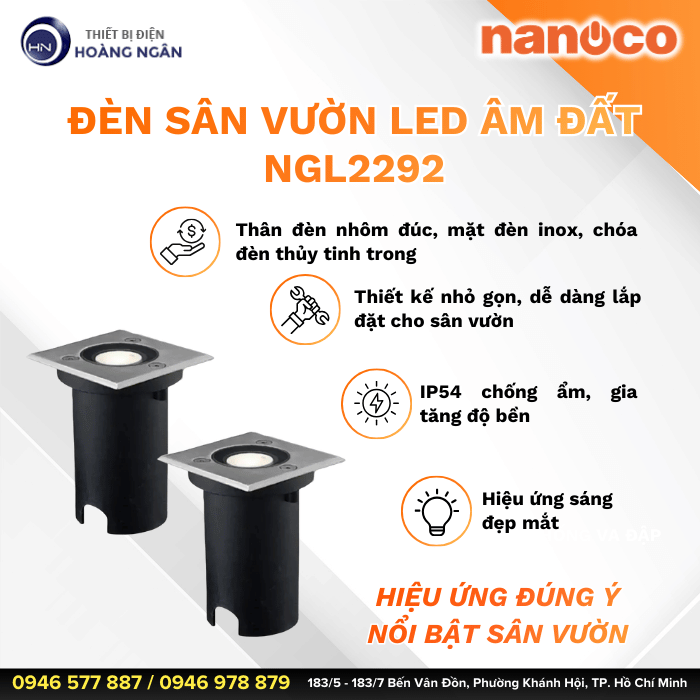 Đèn LED Sân Vườn Âm Đất Vuông NGL2292 Nanoco