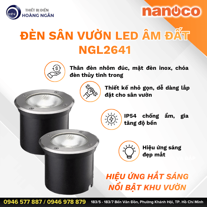 Đèn LED Sân Vườn Âm Đất Ngoài Trời NGL2641 Nanoco