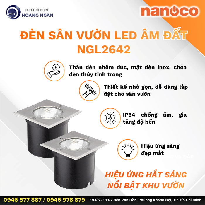 Đèn LED Sân Vườn Âm Đất Ngoài Trời NGL2642 Nanoco
