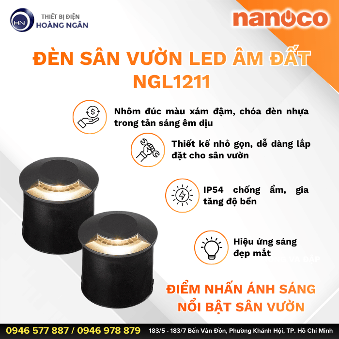Đèn LED Sân Vườn Âm Đất Ngoài Trời NGL1211 Nanoco