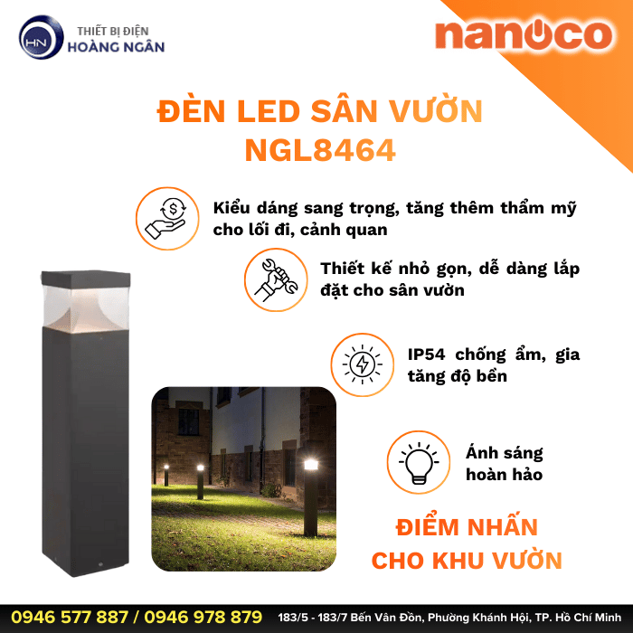Đèn LED Sân Vườn Ngoài Trời NGL8464 Nanoco
