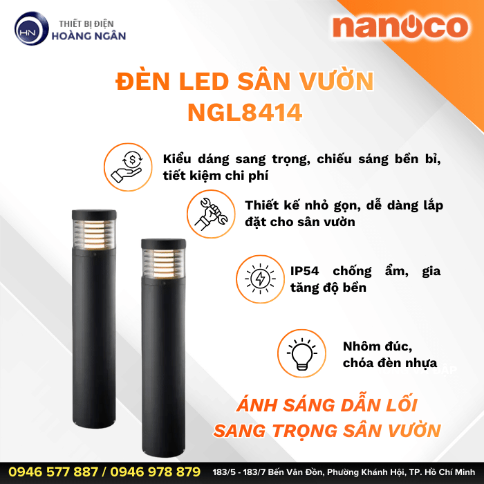 Đèn LED Sân Vườn Ngoài Trời NGL8414 Nanoco