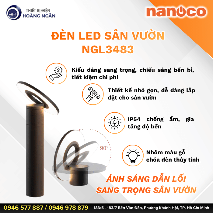 Đèn LED Sân Vườn Ngoài Trời NGL3483 Nanoco