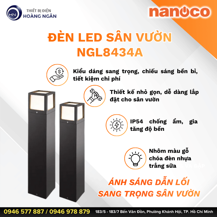 Đèn LED Sân Vườn Ngoài Trời NGL8434A Nanoco