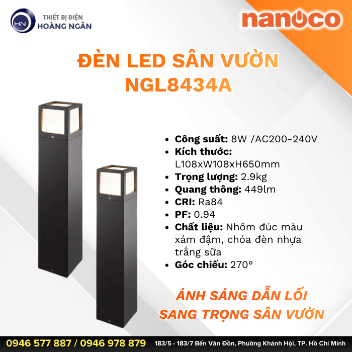 Đèn LED Sân Vườn Ngoài Trời NGL8434A Nanoco