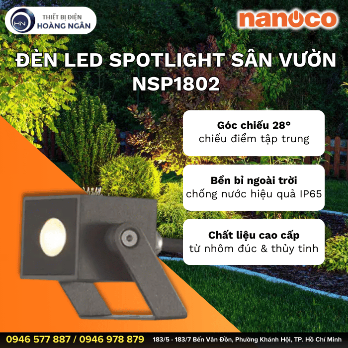 Đèn LED Spotlight Sân Vườn Ngoài Trời NSP1802 Nanoco