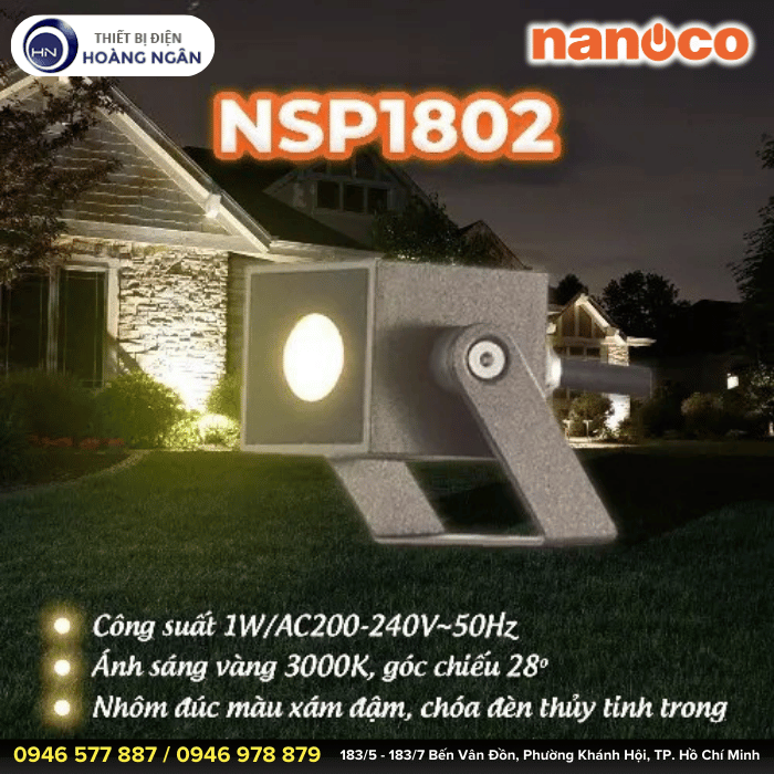 Đèn LED Spotlight Sân Vườn Ngoài Trời NSP1802 Nanoco