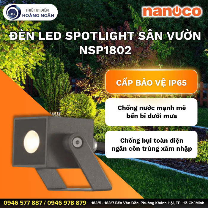 Đèn LED Spotlight Sân Vườn Ngoài Trời NSP1802 Nanoco