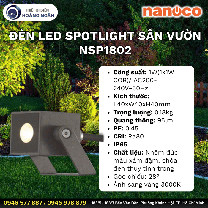 Đèn LED Spotlight Sân Vườn Ngoài Trời NSP1802 Nanoco