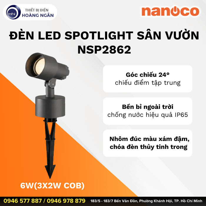 Đèn LED Spotlight Sân Vườn Ngoài Trời NSP2862 Nanoco
