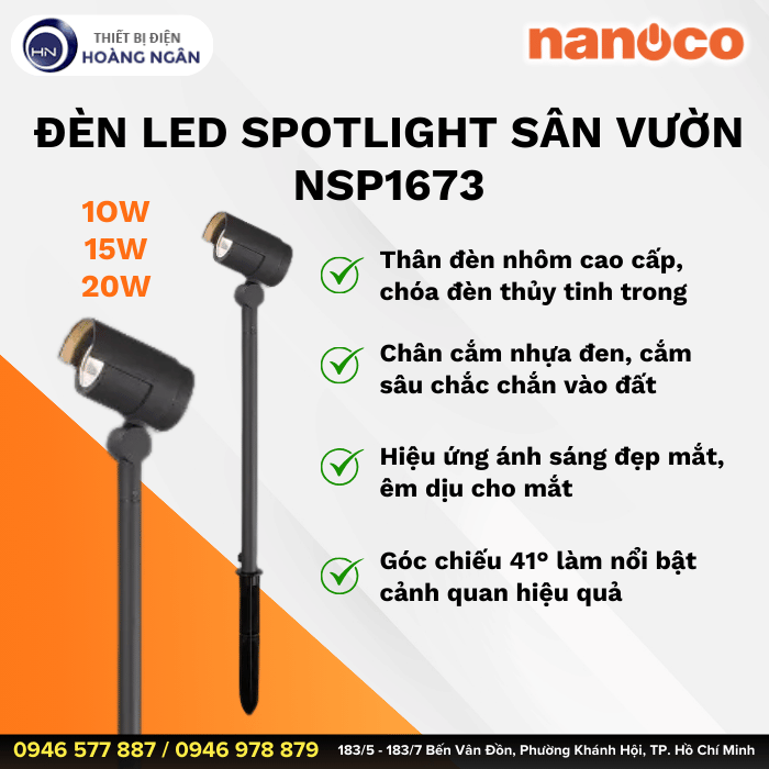 Đèn LED Spotlight Sân Vườn Ngoài Trời NSP1673 Nanoco