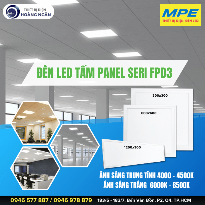 Đèn LED Tấm Panel Tích Hợp Driver Bên Trong FPD3-6060T Seri FPD3 MPE