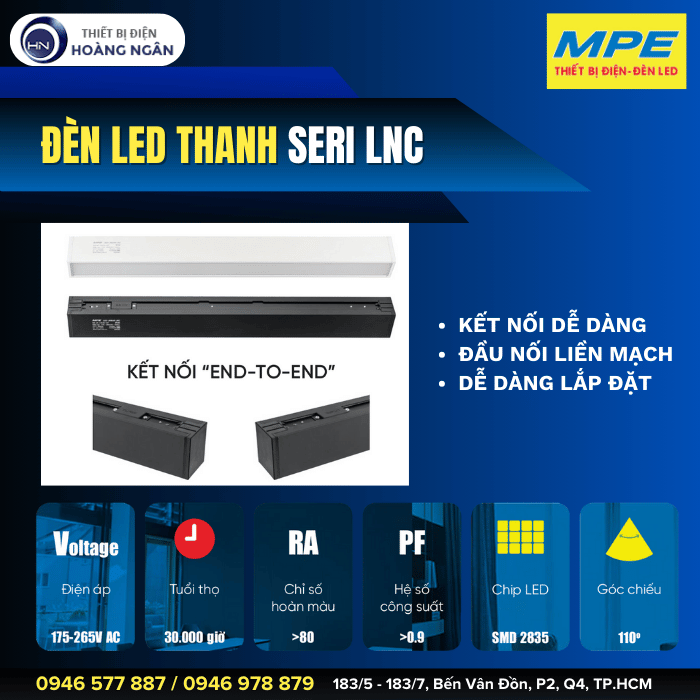 Đèn LED Thanh Điểm Nối Có Đèn MPE  Seri LNC