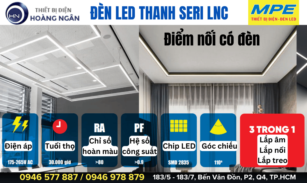 Đèn LED Thanh Seri LNC MPE Điểm Nối Có Đèn