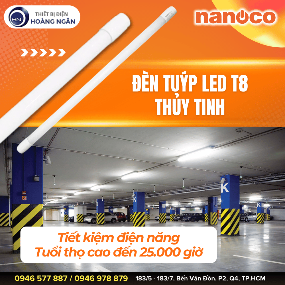 Đèn LED Tuýp T8 Thủy Tinh Nanoco