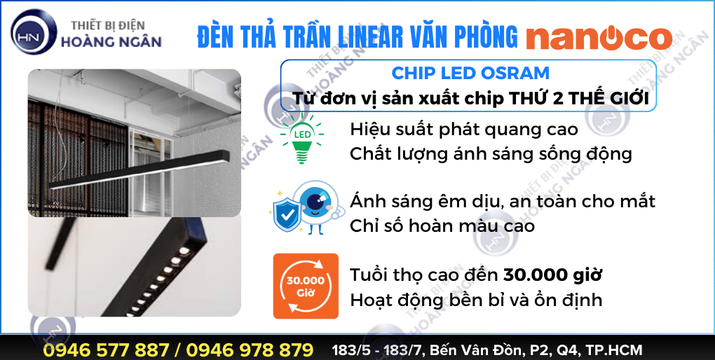 Đèn máng thả trần Linear Nanoco