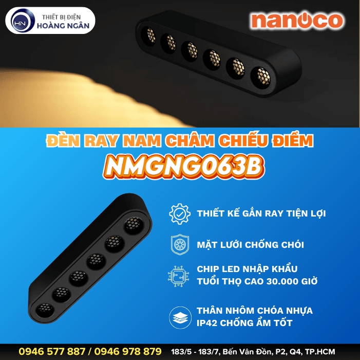 Đèn Nam Châm Chiếu Điểm Có Lưới Nanoco NMGNG063B